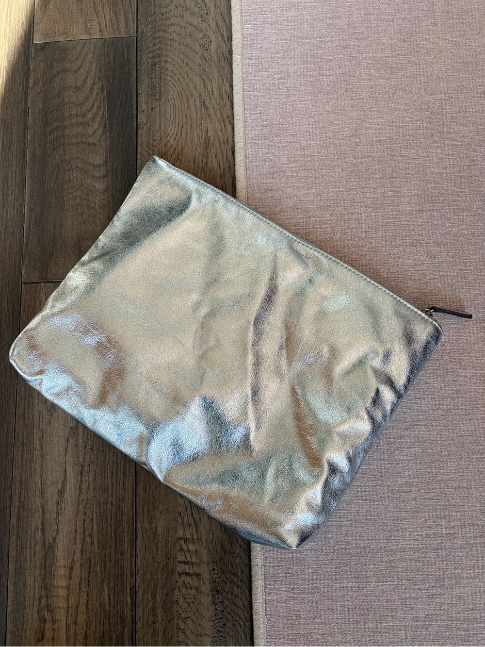 Free People Metallic Silver Zip Clutch